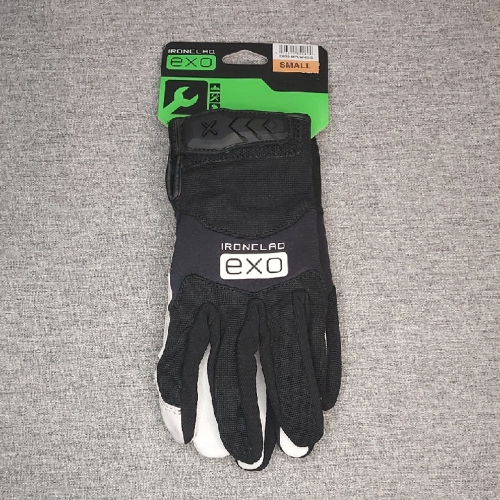Ironclad EXO Black White Genuine Leather Palm Poly Back Work Gloves Size Small